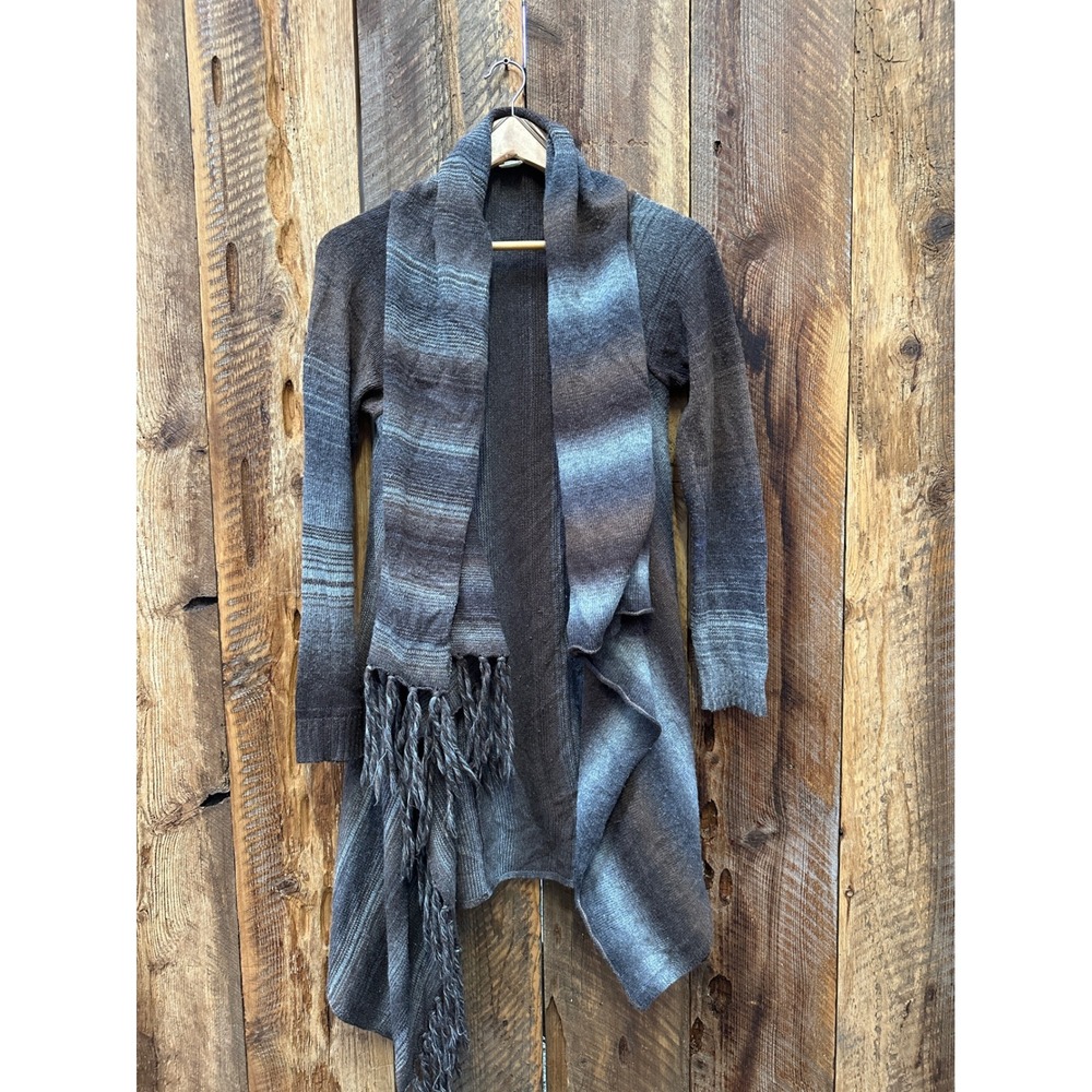 Love Stitch Asymmetrical Knit Cardigan Womens M Fringe Boho Cozy‎ Layered Hippie